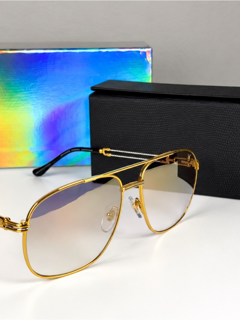 Vintage Frames Company Snatch Double Rope Sunglasses 18KT Gold Two-Tone 60-16
